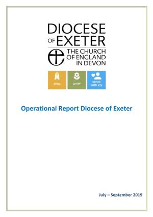 Operational Report Diocese of Exeter July-September 2019