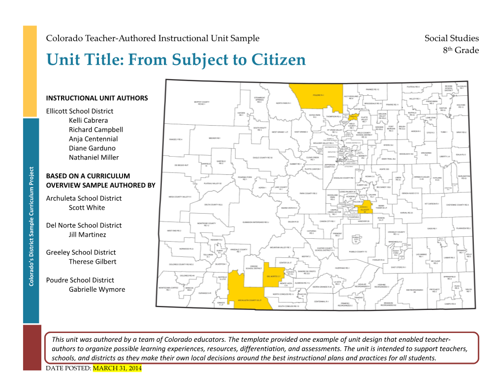 Unit Title: from Subject to Citizen