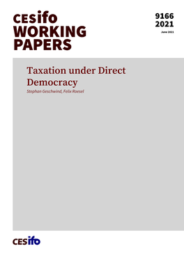 Taxation Under Direct Democracy Stephan Geschwind, Felix Roesel Impressum