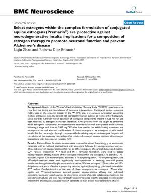 Select Estrogens Within the Complex Formulation of Conjugated Equine