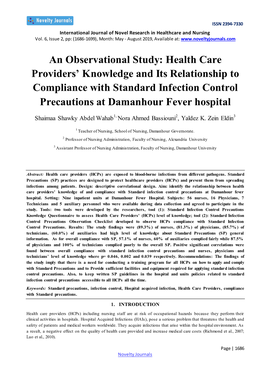 An Observational Study: Health Care Providers' Knowledge and Its Relationship to Compliance with Standard Infection Control Pr