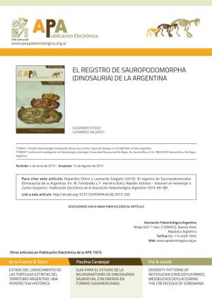 El Registro De Sauropodomorpha (Dinosauria) De La Argentina