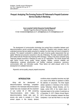 Prequal: Analyzing the Forming Factors of Telkomsel's Prepaid Customer Service Quality in Bandung