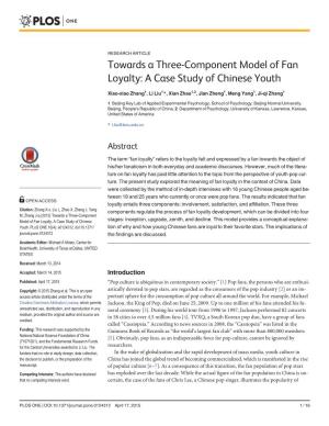 Towards a Three-Component Model of Fan Loyalty: a Case Study of Chinese Youth