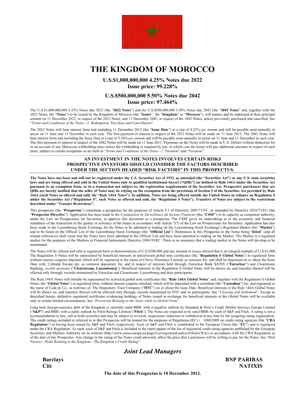 Kingdom of Morocco Final Prospectus.Docx