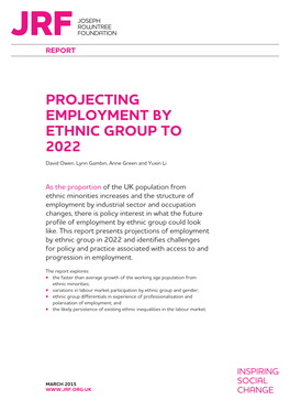 Projecting Employment by Ethnic Group to 2022