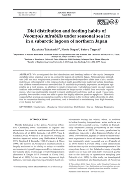 Diel Distribution and Feeding Habits of Neomysis Mirabilis Under Seasonal Sea Ice in a Subarctic Lagoon of Northern Japan