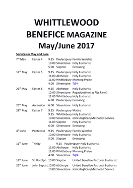 Whittewood Benefice Magazine May