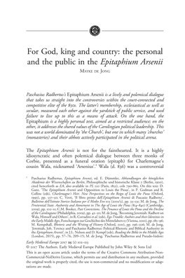 The Personal and the Public in the Epitaphium Arsenii MAYKE DE JONG