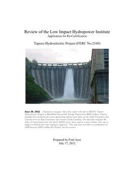 Tapoco Final Report (FJA) June 2012