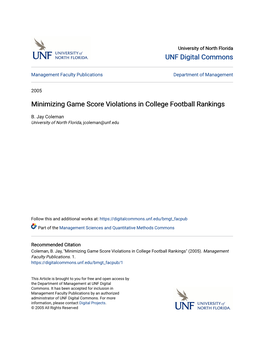 Minimizing Game Score Violations in College Football Rankings