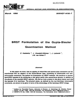 BRST Formulation of the Gupta-Bleuler Quantization Method