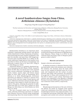 A Novel Bambusicolous Fungus from China, Arthrinium Chinense (Xylariales)