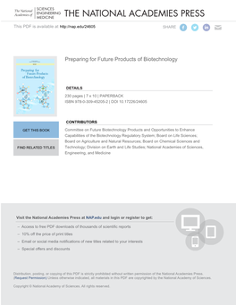 Preparing for Future Products of Biotechnology