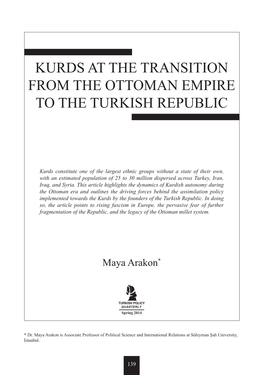 Kurds at the Transition from the Ottoman Empire to the Turkish Republic