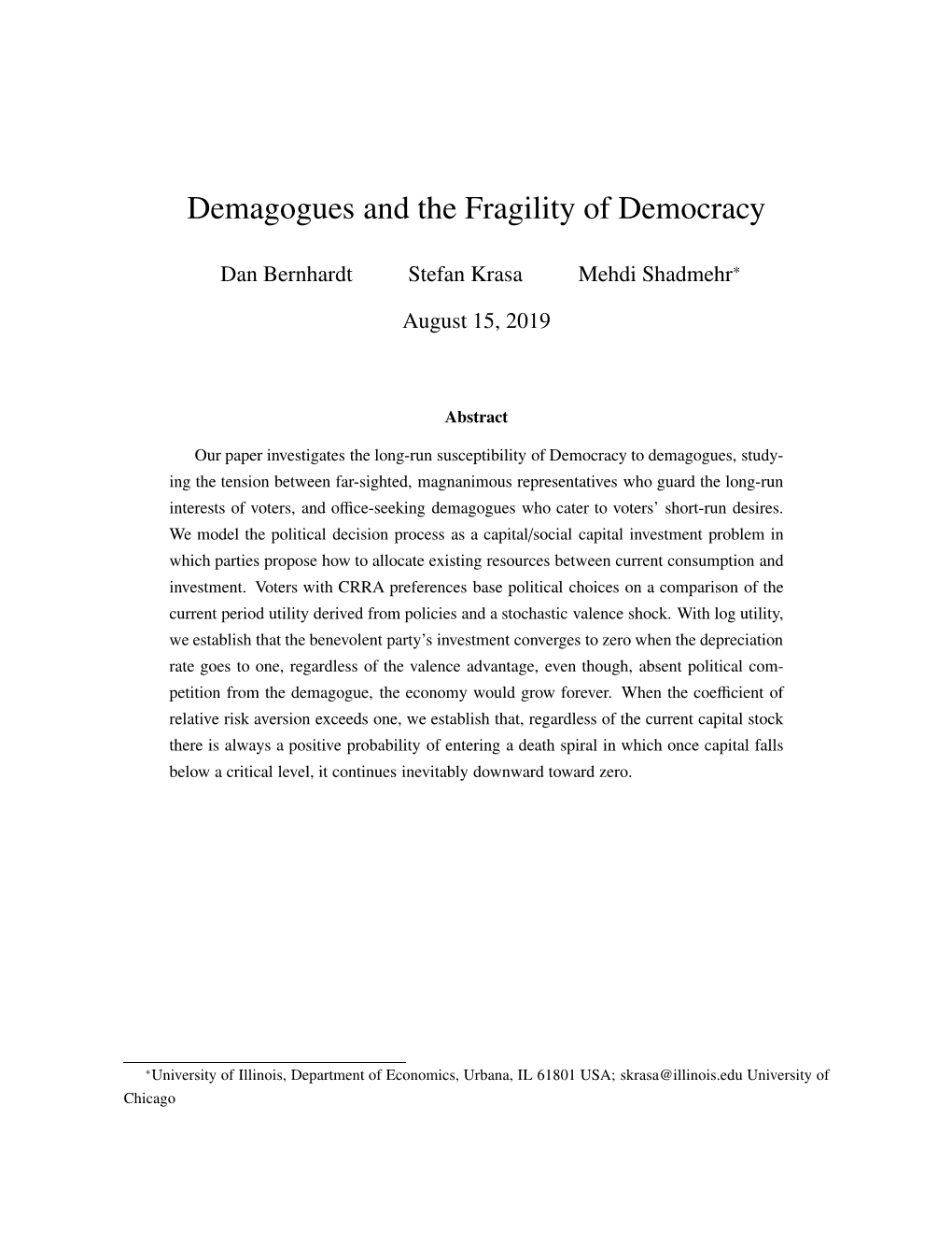 Demagogues and the Fragility of Democracy