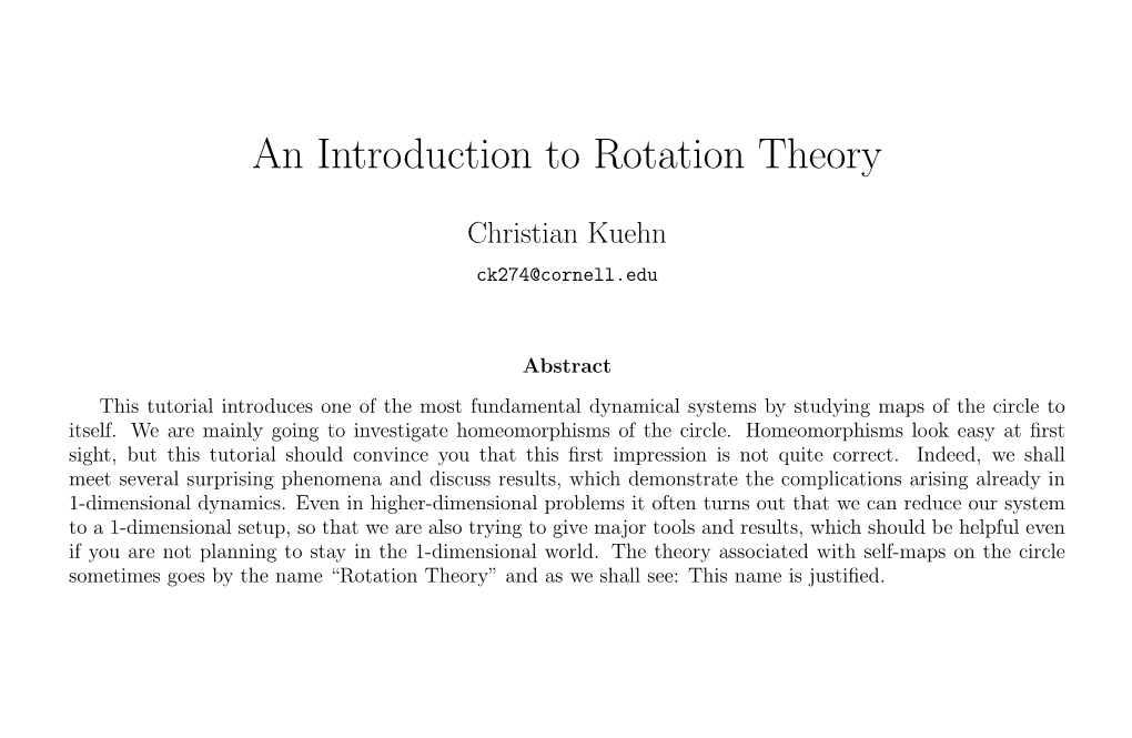 An Introduction to Rotation Theory