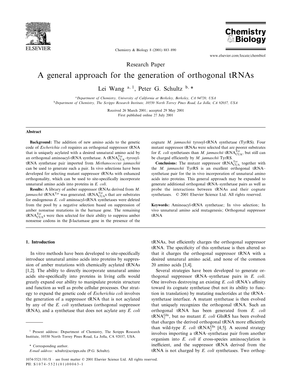 A General Approach for the Generation of Orthogonal Trnas