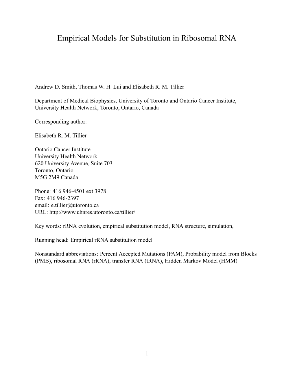 Empirical Models for Substitution in Ribosomal RNA