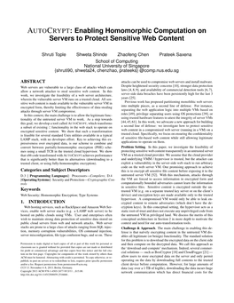 AUTOCRYPT: Enabling Homomorphic Computation on Servers to Protect Sensitive Web Content