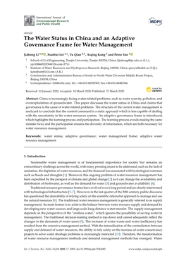 The Water Status in China and an Adaptive Governance Frame for Water Management