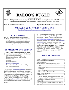 BALOO's BUGLE Volume 19, Number 8 “Make No Little Plans; They Have No Magic to Stir Men's Blood and Probably Themselves Will Not Be Realized