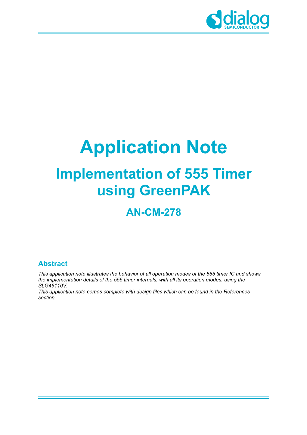 Implementation of 555 Timer Using Greenpak AN-CM-278