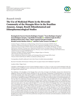 The Use of Medicinal Plants in the Riverside Community of the Mazagão River in the Brazilian Amazon, Amapá, Brazil: Ethnobotanical and Ethnopharmacological Studies