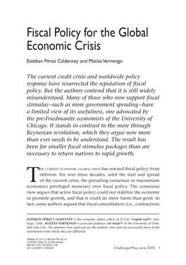 Fiscal Policy for the Global Economic Crisis Fiscal Policy for the Global Economic Crisis