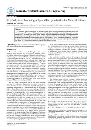 Size-Exclusion Chromatography and Its Optimization for Material Science