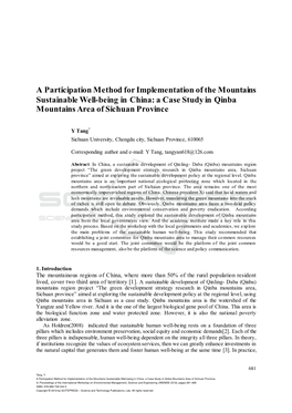 A Participation Method for Implementation of the Mountains Sustainable Well-Being in China: a Case Study in Qinba Mountains Area of Sichuan Province