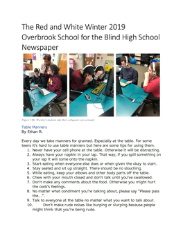 The Red and White Winter 2019 Overbrook School for the Blind High School Newspaper