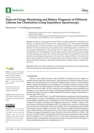 State-Of-Charge Monitoring and Battery Diagnosis of Different Lithium Ion Chemistries Using Impedance Spectroscopy