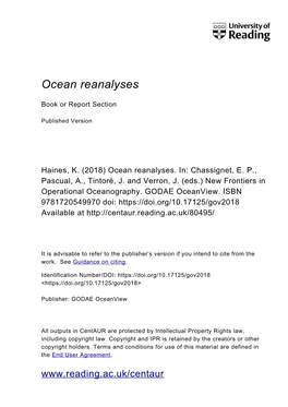 Ocean Reanalyses