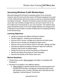 Accessing Windows 8 with Window-Eyes
