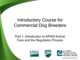 Introductory Course for Commercial Dog Breeders