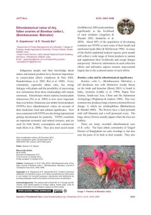 Bombacaceae: Malvales) of Rural Residents (Angelsen & Wunder 2003; Sunderlin Et Al