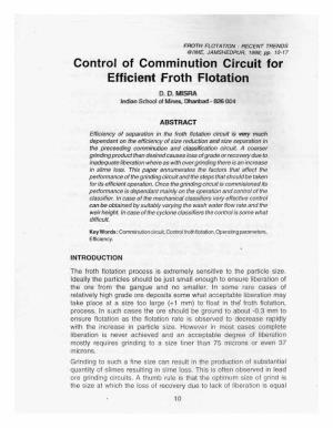 Control of Comminution Circuit for Efficient Froth Flotation D