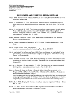 References and Personnel Communications Amec