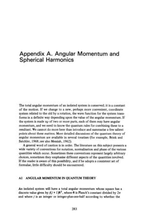 Appendix A. Angular Momentum and Spherical Harmonics