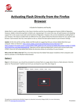 Activating Flash Directly from the Firefox Browser