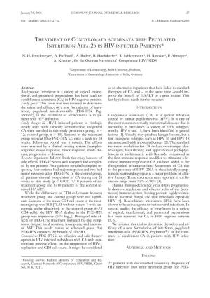 Treatment of Condylomata Acuminata with Pegylated Interferon Alfa-2B In