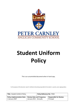Student Uniform Policy