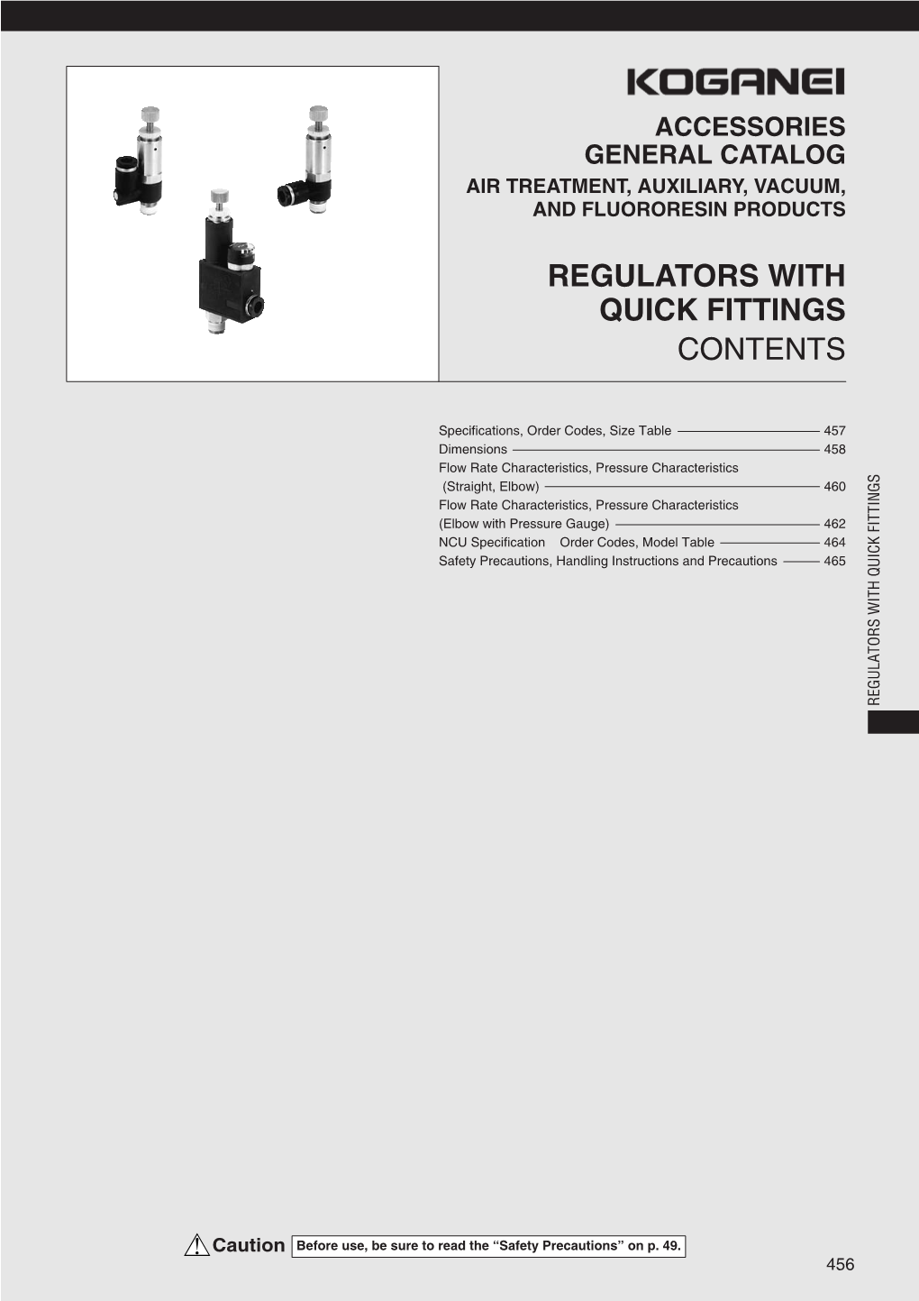 Regulators with Quick Fittings Contents