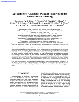 Applications of Abundance Data and Requirements for Cosmochemical