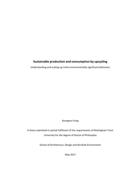 Sustainable Production and Consumption by Upcycling Understanding and Scaling-Up Niche Environmentally Significant Behaviour