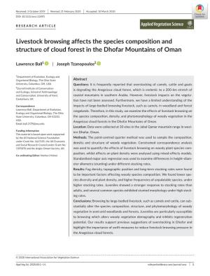 Livestock Browsing Affects the Species Composition and Structure of Cloud Forest in the Dhofar Mountains of Oman