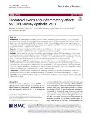 Olodaterol Exerts Anti-Inflammatory Effects on COPD Airway Epithelial Cells