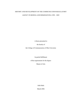 History and Development of the Communication Regulatory