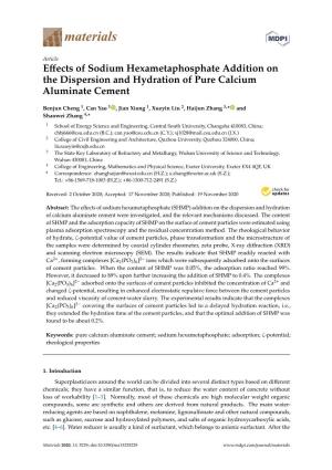 Effects of Sodium Hexametaphosphate Addition On